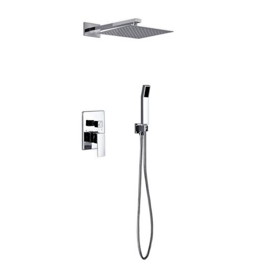aqua piazza brass shower set square rain shower and handheld kubebath 12 Chrome 