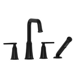 Riobel Momenti 4-Piece Deck-Mount Tub Filler with Hand Shower with Square Spout Black