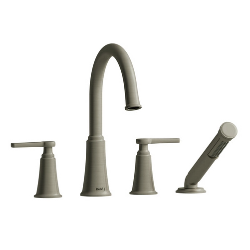 Riobel Momenti 4-Piece Deck-Mount Tub Filler with Hand Shower Brushed Nickel