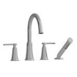 Riobel Momenti 4-Piece Deck-Mount Tub Filler with Hand Shower Chrome 
