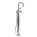 Riobel Momenti Floor-Mount Tub Filler with Hand Shower with Square Spout Chrome