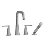Riobel Momenti 4-Piece Deck-Mount Tub Filler with Hand Shower with Square Spout Chrome 