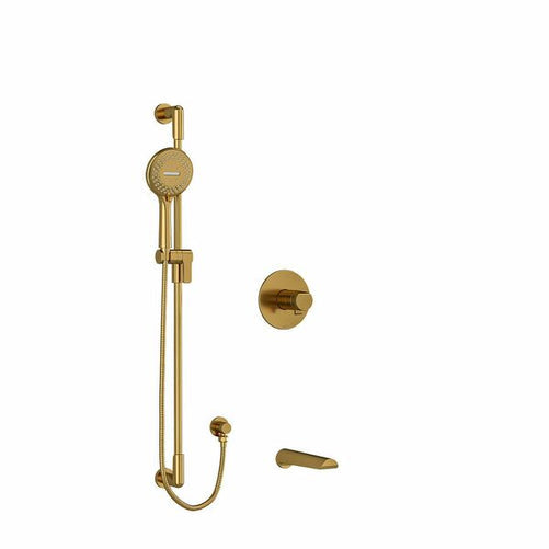 Riobel Parabola Shower System with Spout and Hand Shower Rail Brushed Gold