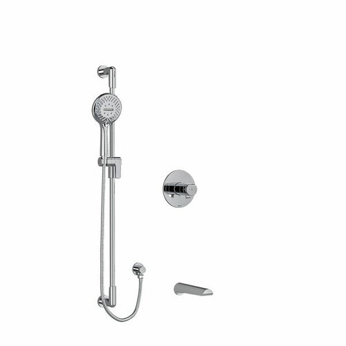 Riobel Parabola Shower System with Spout and Hand Shower Rail Chrome
