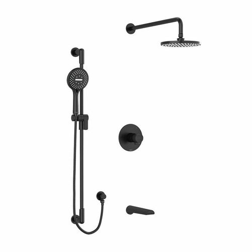 Riobel Parabola 3-Way System with Hand Shower Rail, Shower Head and Spout Black