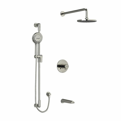 Riobel Parabola 3-Way System with Hand Shower Rail, Shower Head and Spout Brushed Nickel