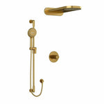 riobel parabola  2 way 3 way system with hand shower rail and rain and cascade showerhead Brushed Gold