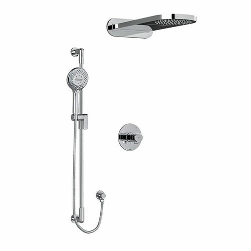 riobel parabola 2 way 3 way system with hand shower rail and rain and cascade showerhead Chrome