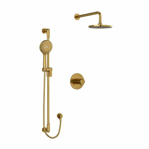 riobel parabola 2 way system with hand shower and showerhead Brushed Gold