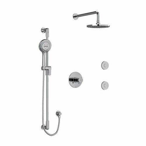 Riobel Parabola 3-Way System, Hand Shower Rail, Elbow Supply, Shower Head and 2 Body Jets Chrome
