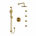 Riobel Parabola System with Hand Shower Rail, 4 Body Jets and Shower Head Brushed Gold