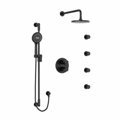 Riobel Parabola System with Hand Shower Rail, 4 Body Jets and Shower Head Black