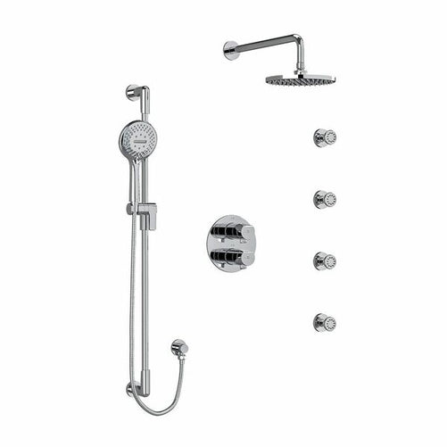 Riobel Parabola System with Hand Shower Rail, 4 Body Jets and Shower Head Chrome