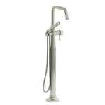 Riobel Momenti Floor-Mount Tub Filler with Hand Shower with Square Spout Polished Nickel