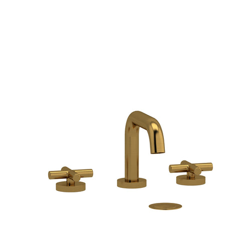 Riobel Riu 8" Lavatory Faucet with Square Spout Brushed Gold Cross Handle