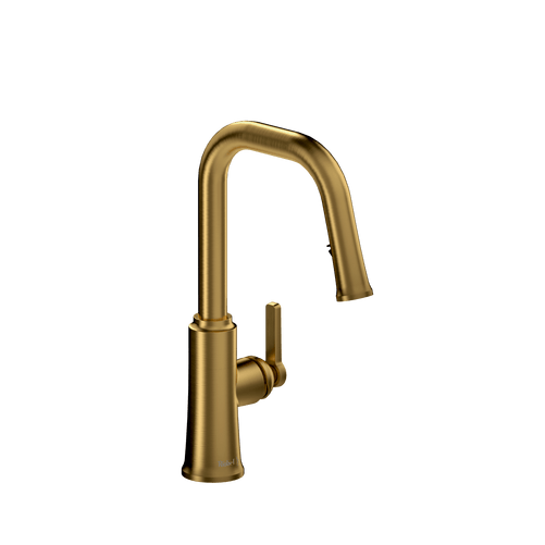 Trattoria Square Kitchen Faucet with 2 Jet Spray Brushed Gold
